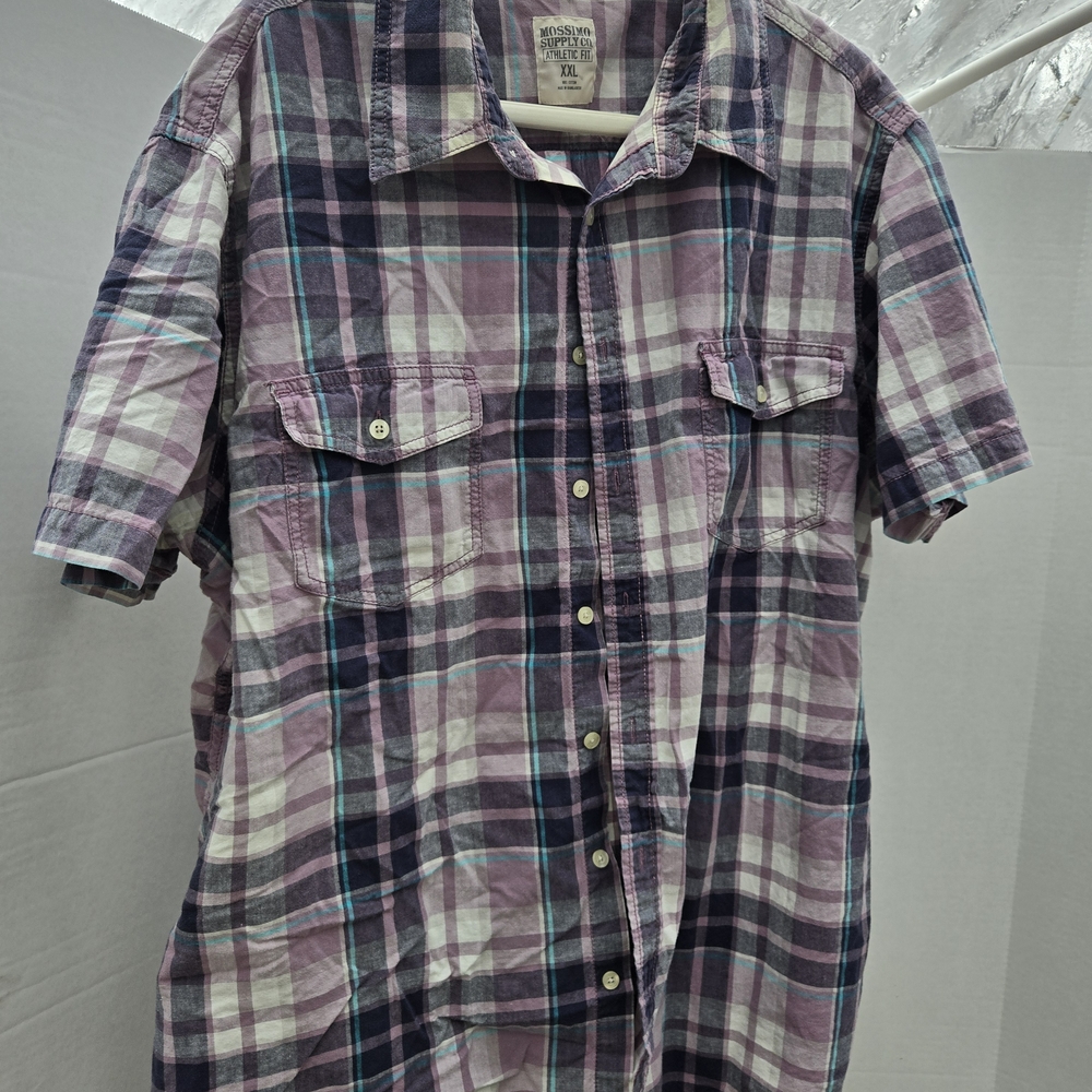 Mossimo Supply Co. Purple Plaid Short-Sleeve Button-Up Shirt - Picture 3 of 8